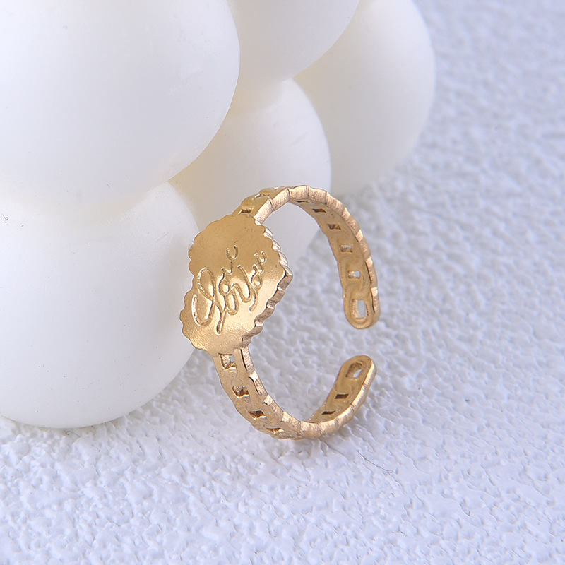Fashion Letter Heart Shape Titanium Steel Plating Open Ring