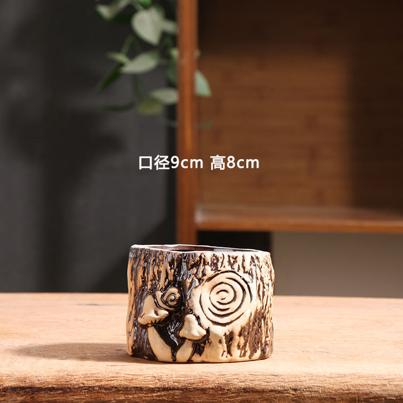 Mo Hei cabeza de árbol maceta de carne cerámica oferta especial balcón para el hogar arcilla de cerámica transpirable placa de flores de cerámica gruesa pequeña liquidación