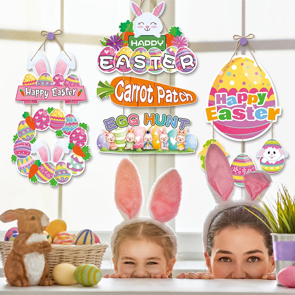 Nueva decoración de Pascua puerta colgante Feliz Pascua adornos suministros de decoración de Pascua puerta colgante