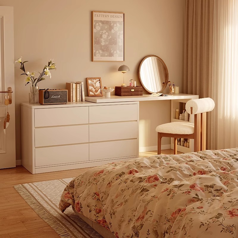 Tocador, cómoda, dormitorio moderno integrado, simple 2025, nuevo escritorio de maquillaje francés, armario de cola de cama, escritorio de computadora, almacenamiento