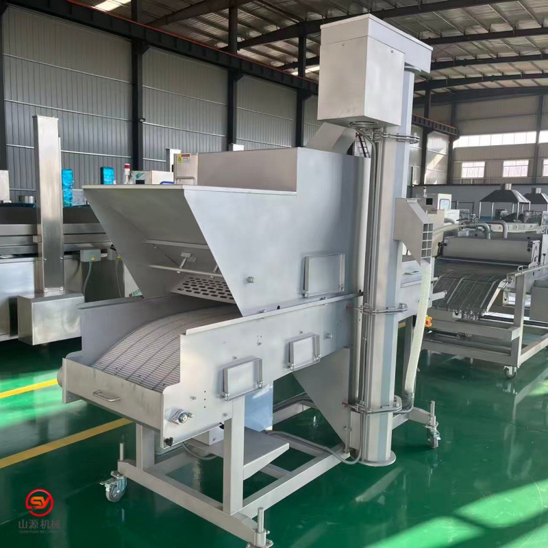 全自动爱心鸡排上糠机变频调速裹糠设备心形虾饼上糠机厂家