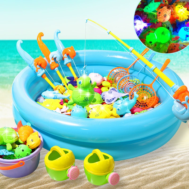 Детские наборы для рыбалки с магнитной индикацией и светящимися элементами для мальчиков и девочек, игра на воде