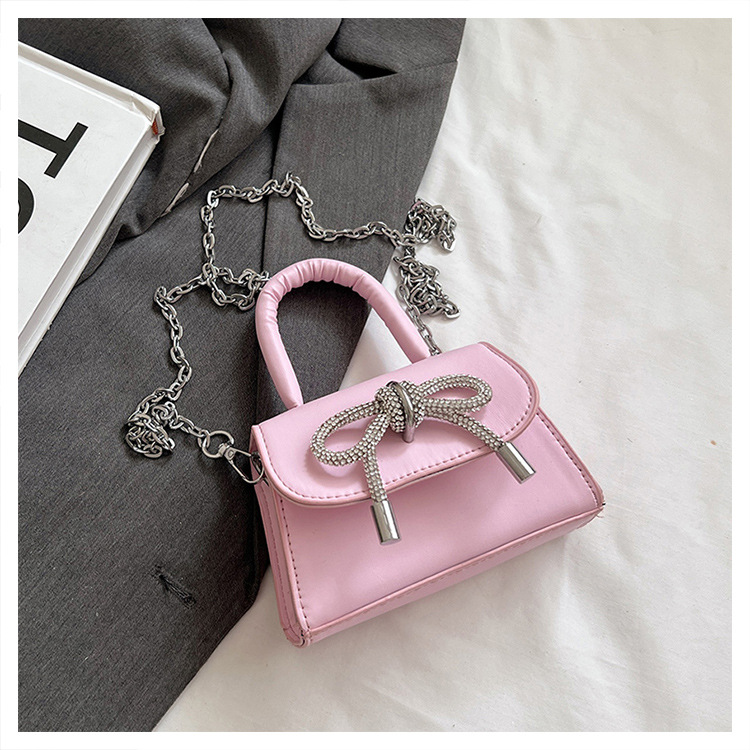 Ins niche French textured bag female 2024 new bow small square bag stylish shoulder messenger bag_voghion.com