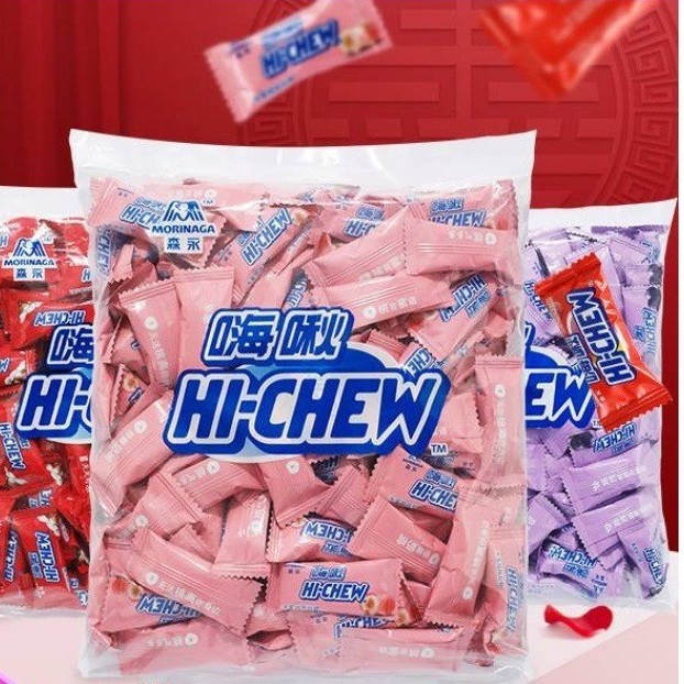 森永嗨啾果汁软糖水蜜桃草莓味糖果散装牛奶糖果年货结婚喜糖500g