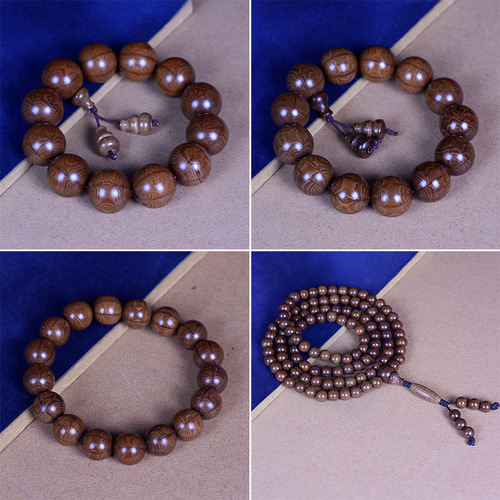 High-quality six-channel wood old material bracelet wholesale Jianglong wood nine-channel wooden play wooden Buddha beads rosary factory direct sales