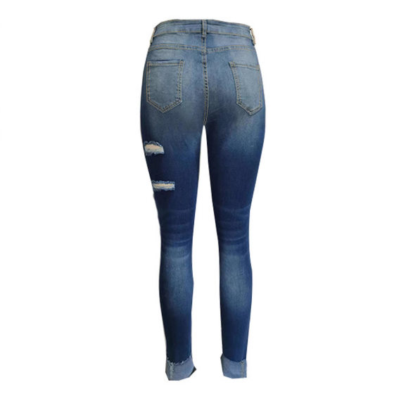 Cross-border Europe and the United States blue hole Denim leggings LAZADA American more TEMU Amazon ozon in stock foreign trade