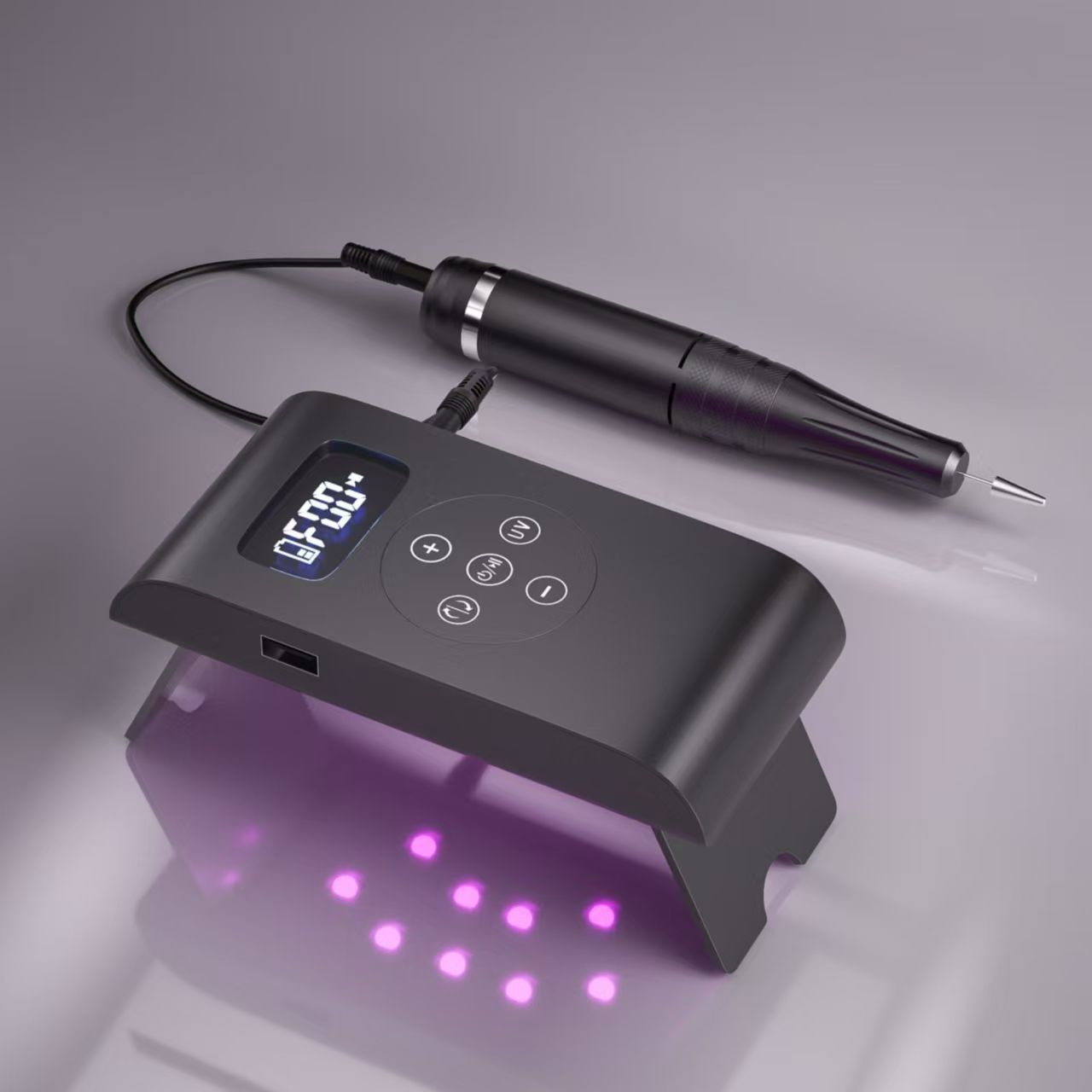 601 pulidora de uñas portátil 2 en 1 pulidora de uñas luz de uñas todo en uno