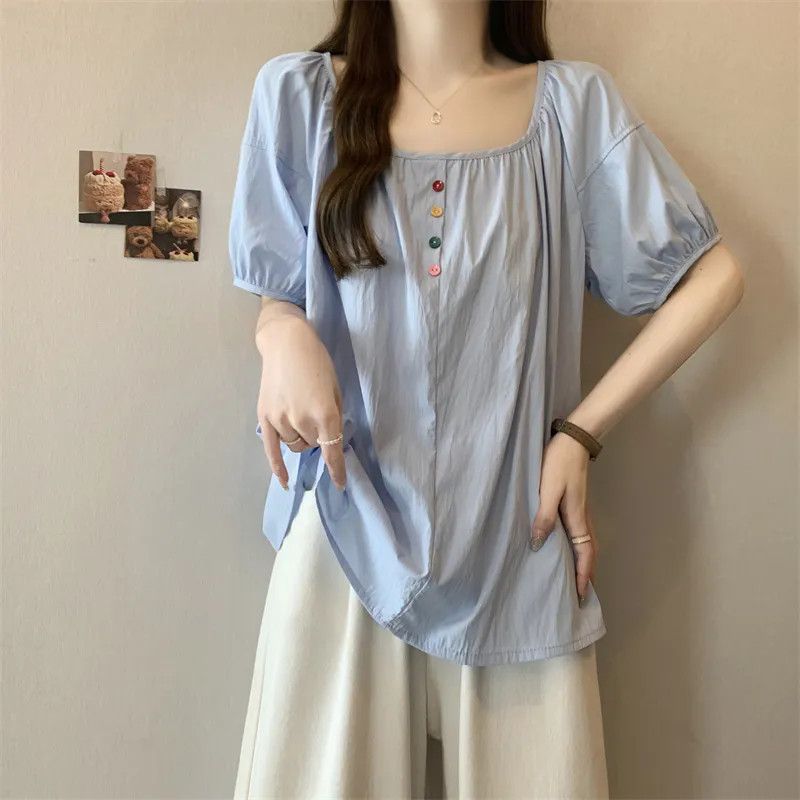 Diseño único y chic sentido verano nuevo estilo francés camiseta mujer talla grande hermana gorda casual dulce top mujer image 9