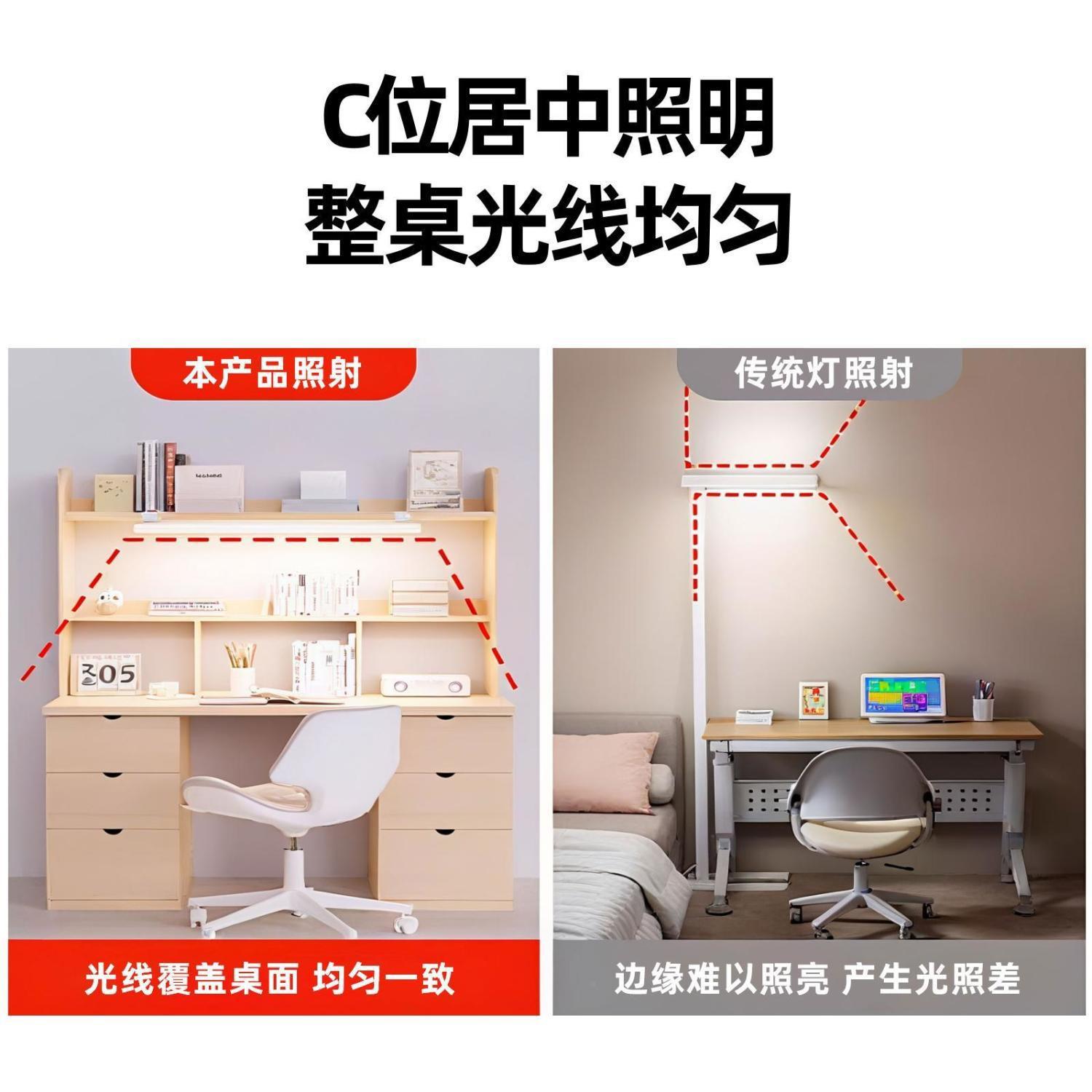 lámpara de escritorio de protección de ojos montada en la pared lámpara de escritorio de aprendizaje de espectro completo barra larga dormitorio de estudiantes de niños escritorio de lectura lámpara de techo magnética