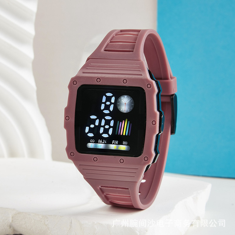 Moda simple macaron LED reloj electrónico Junior High School estudiante pareja reloj digital de una sola pieza reloj de entrega