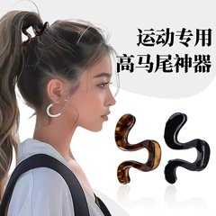 咖色复古几何抓夹女2025新款后脑勺盘发鲨鱼夹小号半扎发夹子发卡