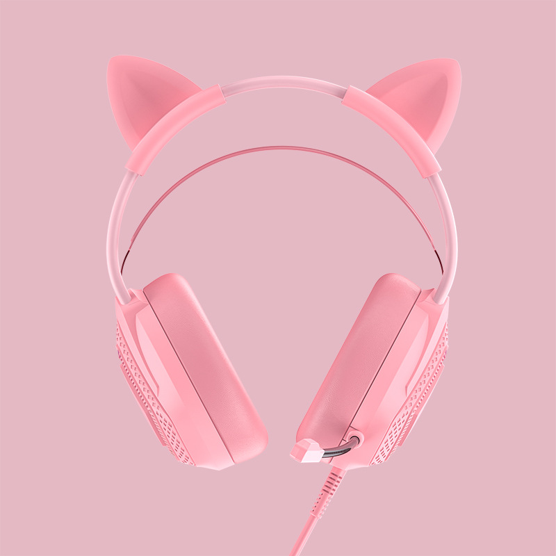 Dongguan Shunxin meistverkauftes Overear-RGB-Licht rosa Katzenuhr-Gaming-Headset H601 süßes Gaming-Headset