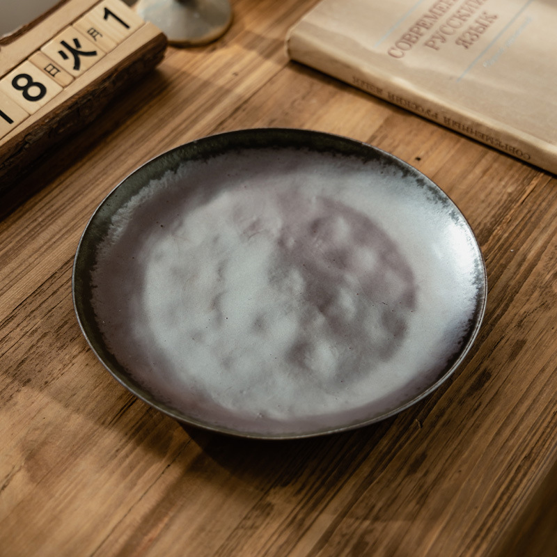 Plato de cerámica medieval platos de postres de comida occidental platos de platos de platos de mesa al por mayor platos de platos de estilo japonés redondos de restaurante