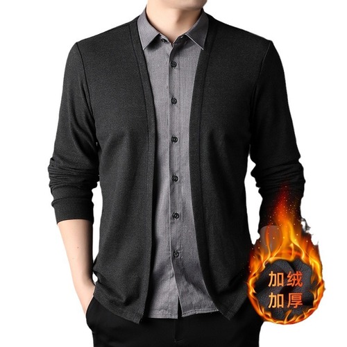  Winter New Men's Padded Double-breasted Shirt with Warm Thicker Collarless Vest Men's Fashion Outerwear