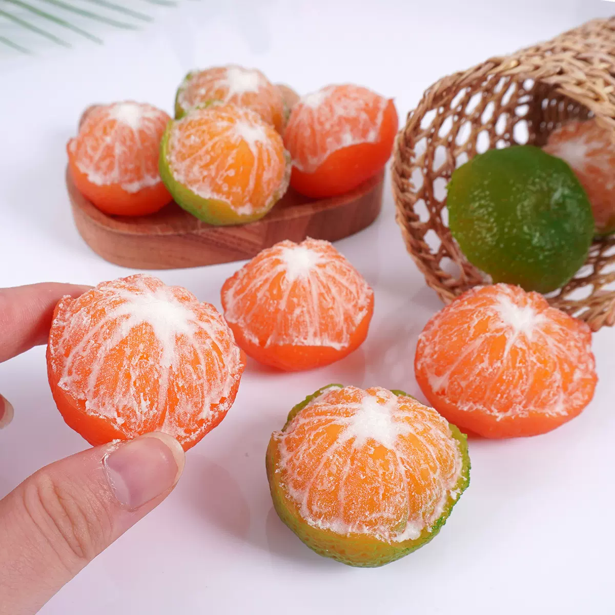 1:1仿真剥皮橘子模型PVC食玩蜜桔摄影道具假水果桔子整蛊娱乐玩具