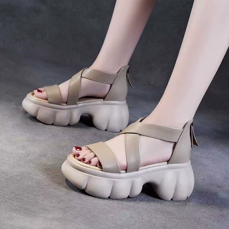 Summer sandals, beach footwear with zipper, 2025 years