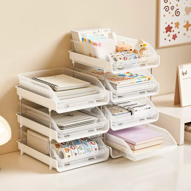 桌面a4纸文件管理架多层办公室学生文具书桌资料抽拉式简约置物架