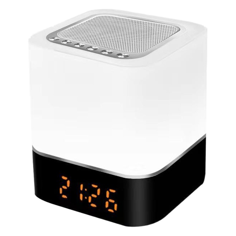 Transfronterizo modelo privado LED atmósfera táctil azul claro Bud tarjeta de audio radio altavoz luz nocturna despertador Altavoz Bluetooth