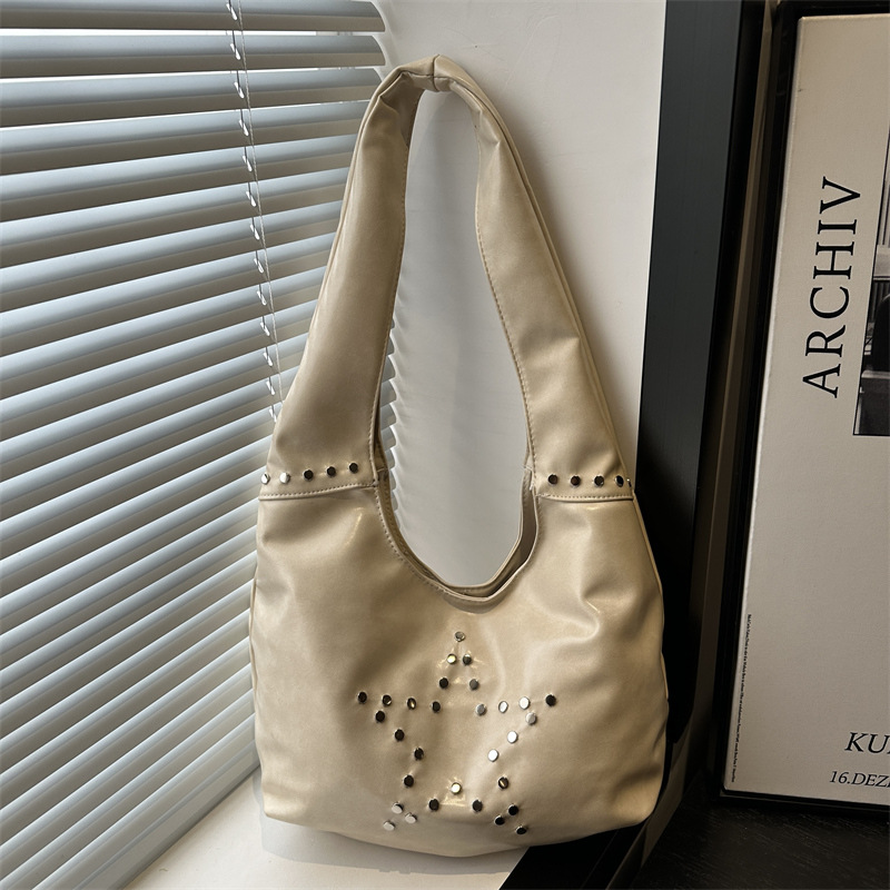 Borsa a secchiello da donna con borchie grande borsa a spalla_voghion.com
