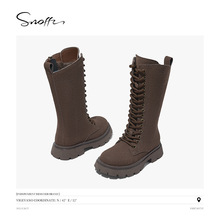 【特价】斯纳菲儿童马丁靴女童高筒靴秋冬加绒保暖软底靴子
