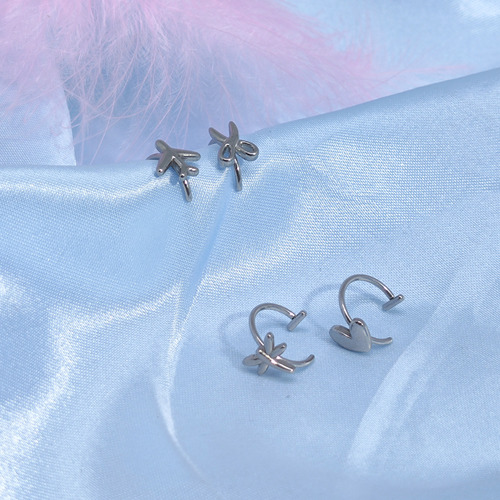 New original stainless steel horizontal bar lip ring, cute and casual style, versatile lip nail, no need to punch holes, no hole lip clip