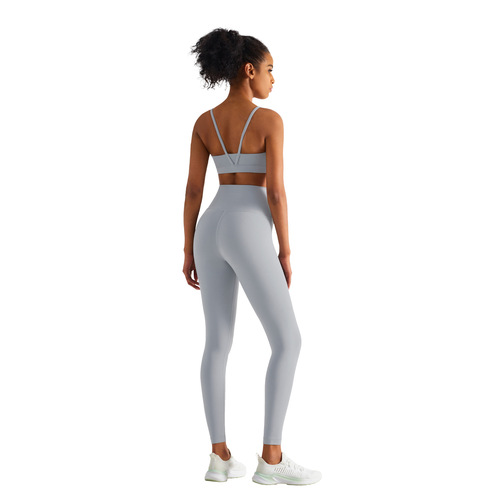 AD high luxury Lycra nude sports bra yoga vest thin shoulder straps gather beautiful back fitness bra top women