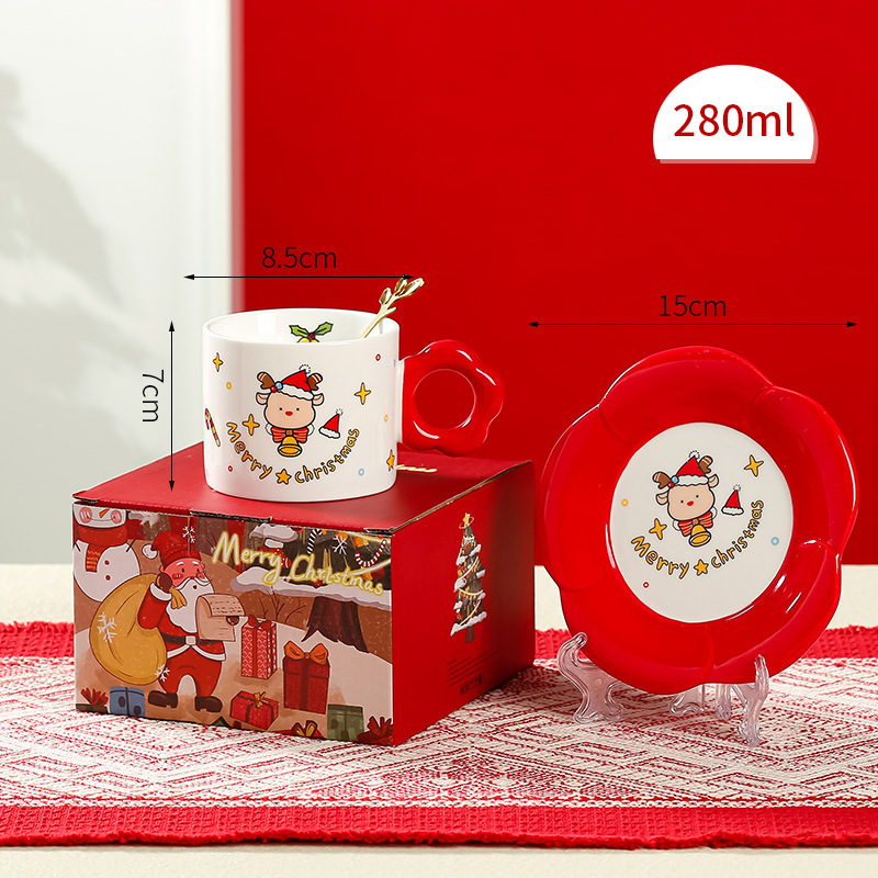 280mlセラミックコーヒーカップ＆ソーサー、セラミックカップ、アフタヌーンティーカップ＆ソーサーセット、カップギフトボックス、漫画セラミックカップ|undefined