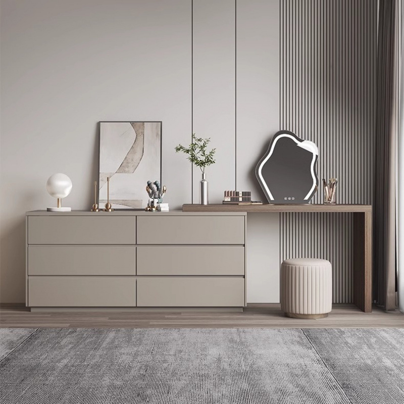 월넛 컬러 120 테이블 + 120 카키 컬러 캐비닛