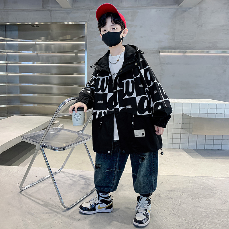 男の子用春服ジャケット、春秋モデル、2025年新作、中高生向け春用男の子用ウインドブレーカー、子供用おしゃれジャケット、トレンドジャケット|undefined