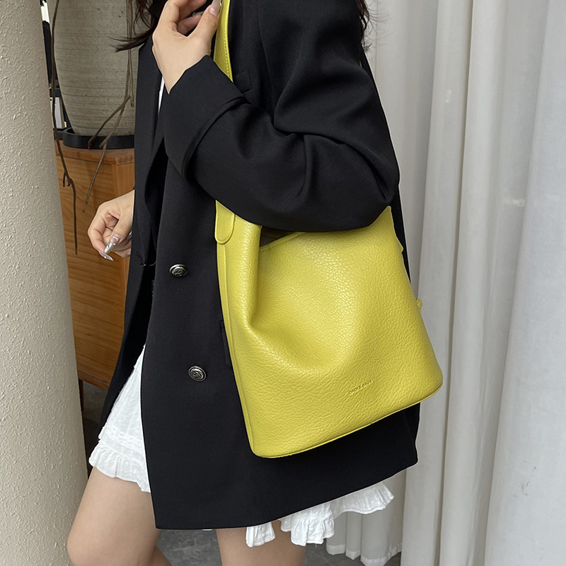 Bolso de cubo de textura transfronteriza 2025 verano nuevo bolso femenino estilo ins bolso de hombro simple