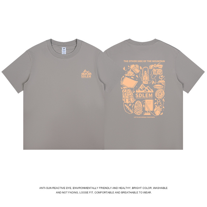 メンズ夏服230g楽しいプリントTシャツメンズトレンドラウンドネックゆったり半袖カジュアル万能インナーシャツレディースins|undefined