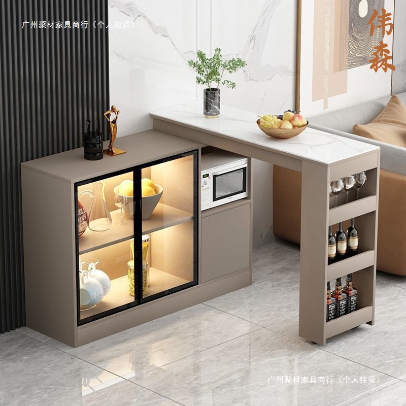 Bar Table Home Use Rock Slab Sideboard Integrated Corner Italian Light Luxury Wall-Mounted Bar Table Simple Living Room Extendable Partition