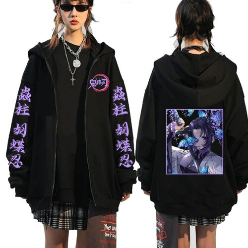 Japanese manga Demon Slayer: Kimetsu no Yaiba Men's and Women's Fleece Zip-Up Hooded Sweatshirts and Outerwear