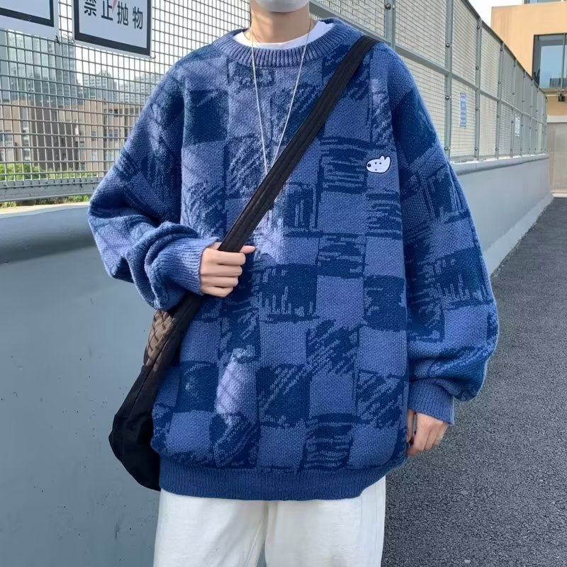 跨境爆款针织衫毛衣男女提花高质宽松圆领多款式可选外贸工厂批发|undefined