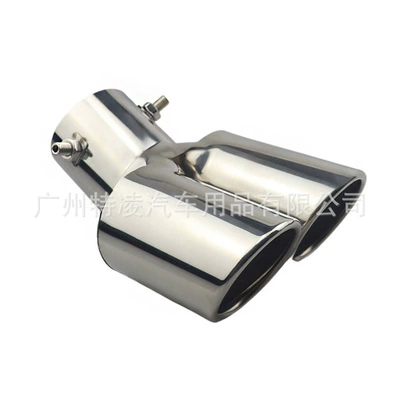 63mm Universal Automotive Dual Outlet Exhaust pipe - double-curved-silver
