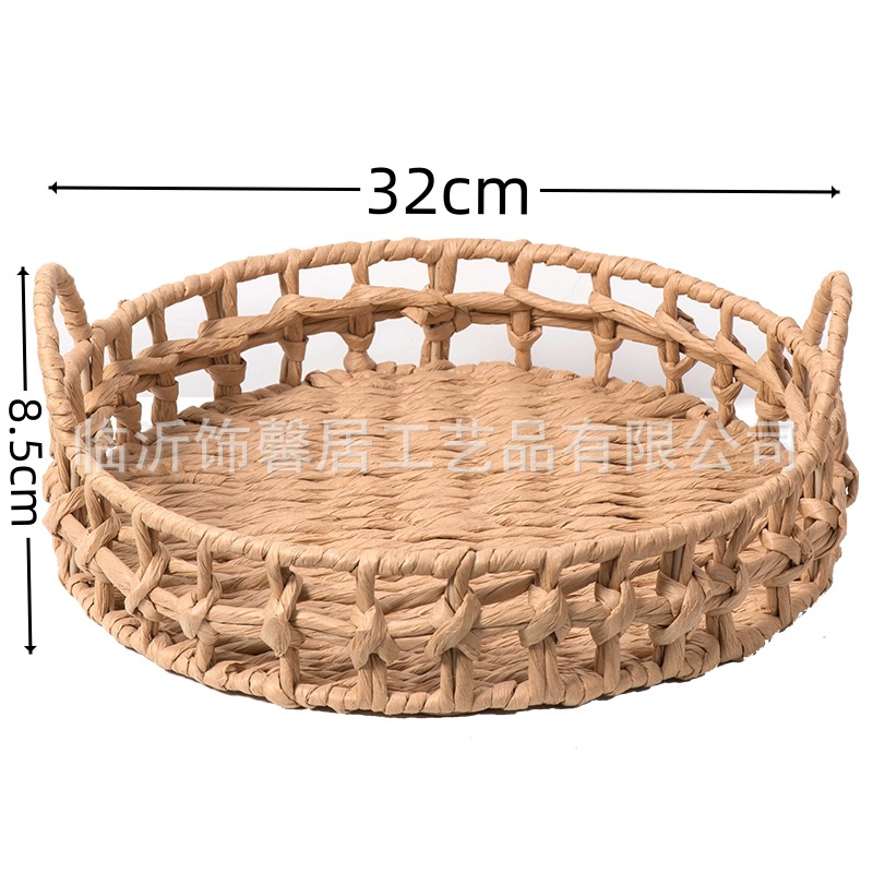Cesta tejida a mano con cuerda de papel para el hogar, cuidadosamente seleccionada, almacenamiento de escritorio, cesta de frutas, caja de almacenamiento, organización de artículos diversos, cesta de almacenamiento tejida