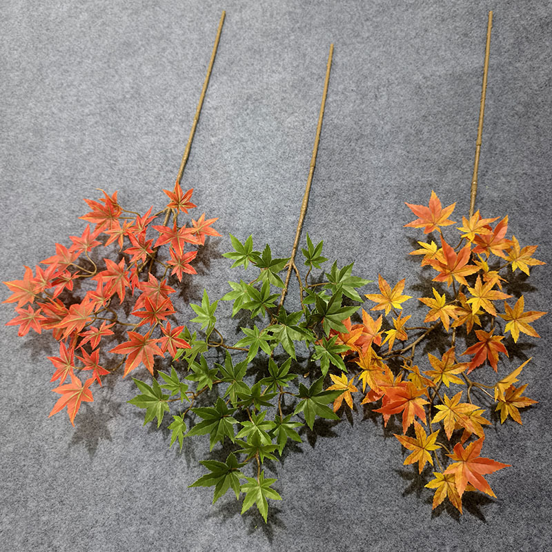 Single Artificial Maple Leaf, High-Quality Realistic 3D Fake Maple Leaf, Soft Decoration with Dried Branches, Red, Yellow, and Green Plastic Fake Maple Leaves