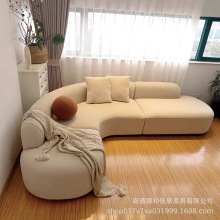 法式极简转角弧形沙发客厅设计师款美容院卡座休息区接待会客沙发