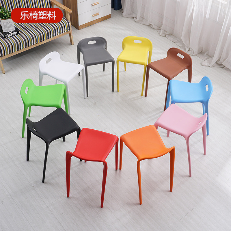 Plastic Stool Thickened Adult High Stool Fashionable Dining Table Stool Modern Chair Horse Chair Household Dining Chair Simple Stool