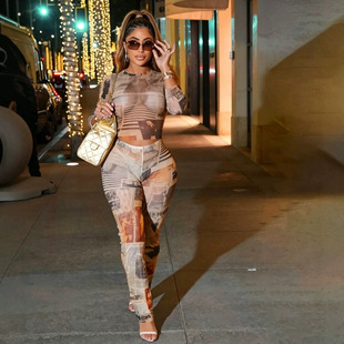 DA 2604124�W���L�����͹�ӡ���Lѝ���bRetro printed net suit