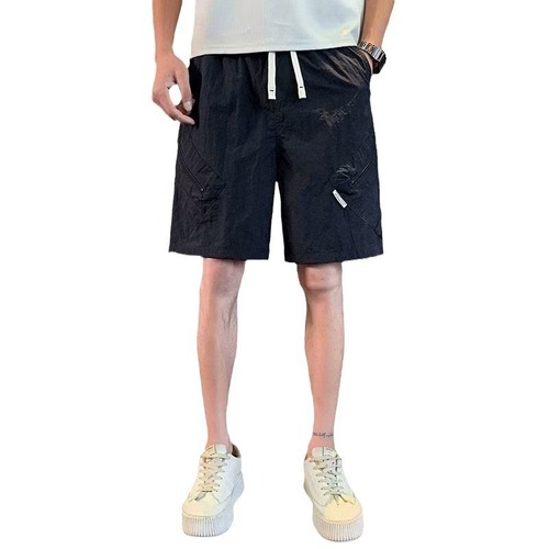 American short shorts men's summer zippered men's pants sports mid-rise pants trendy brand casual green five-pocket pants