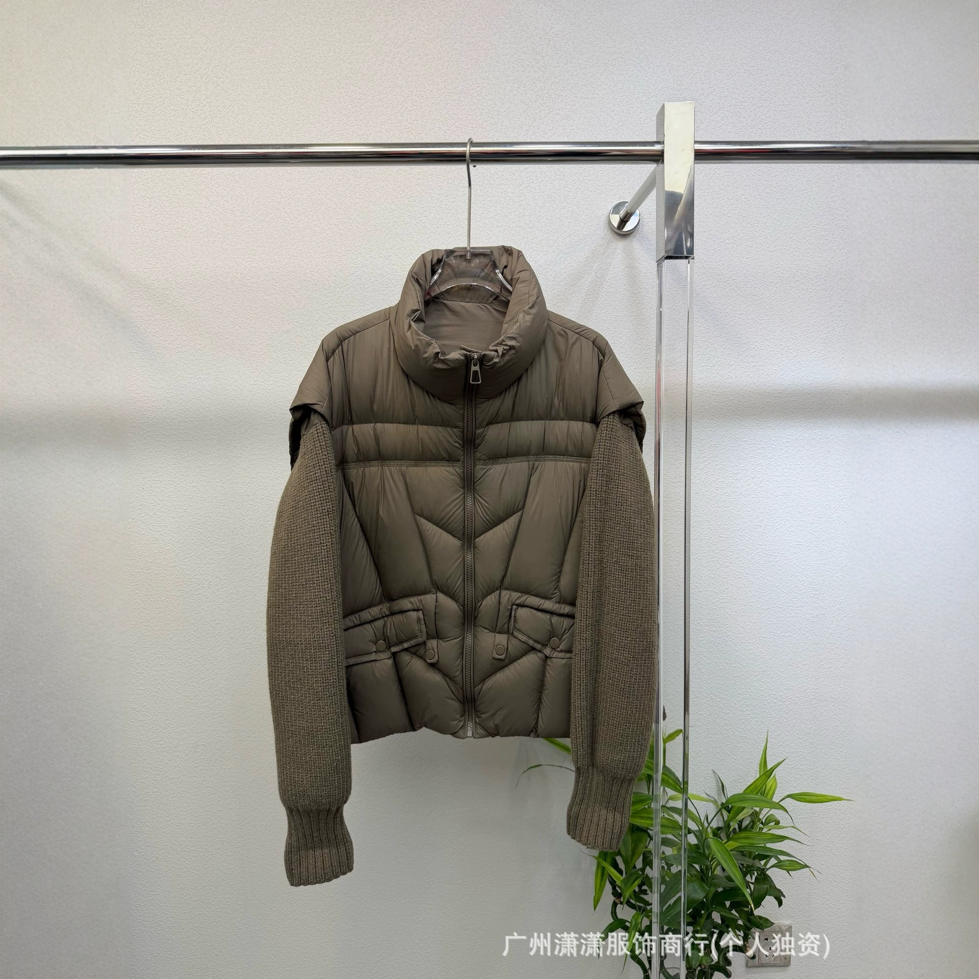 Velvet demi-season thin knitted fashionable down jacket