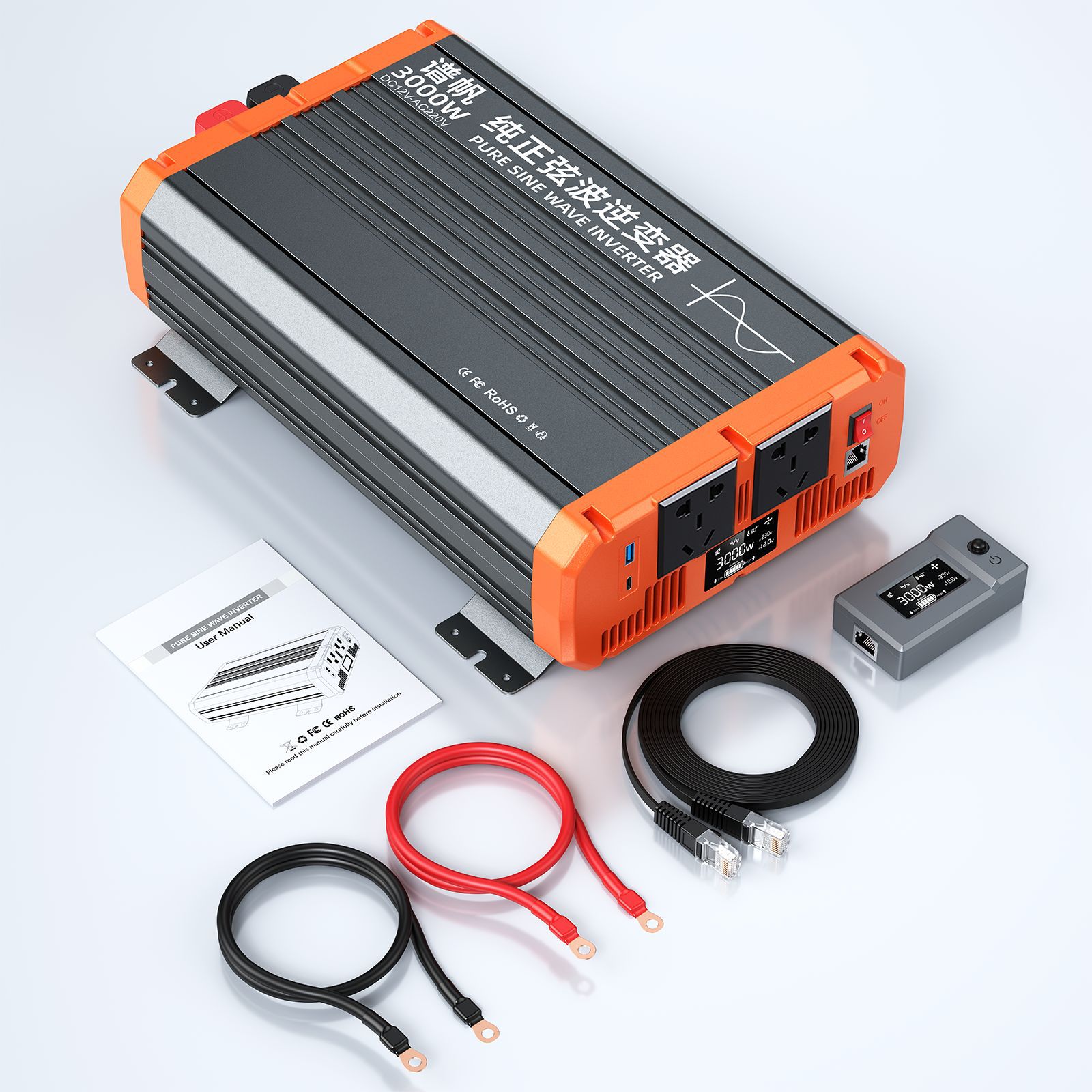 Inversor de onda sinusoidal pura potencia completa 2000W3000W12v24v48V a 220V convertidor de camión doméstico