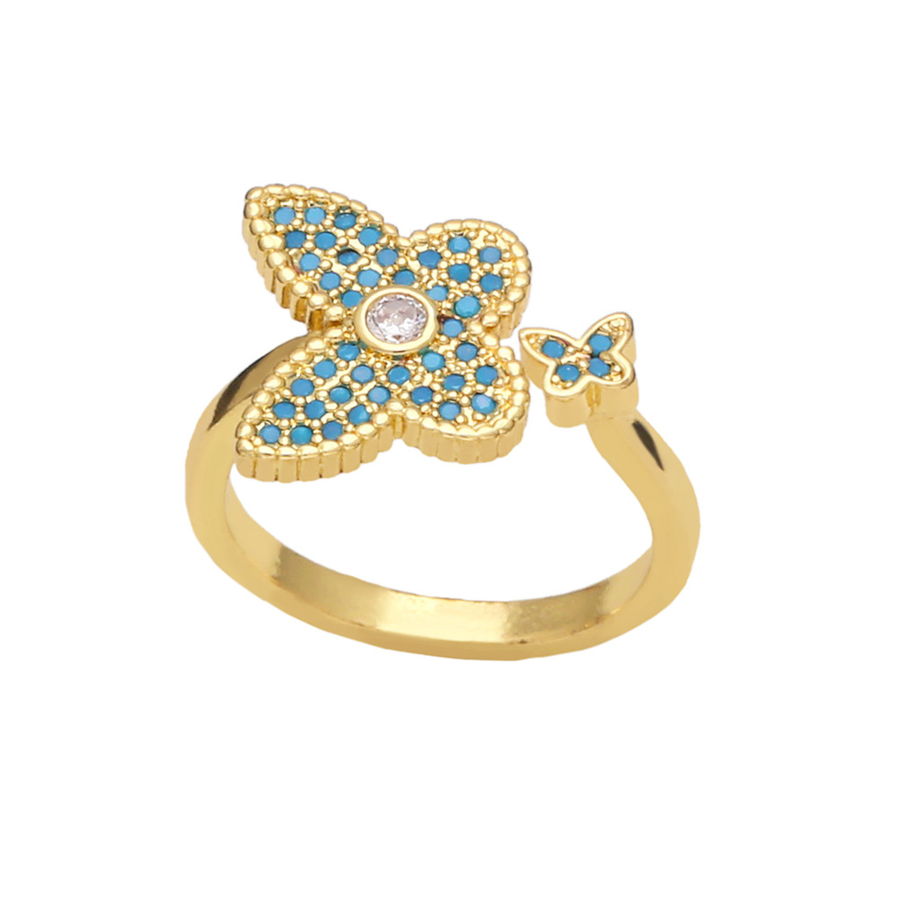 Fashion Copper Butterfly Ring Daily Electroplating Zircon Copper Rings display picture 6