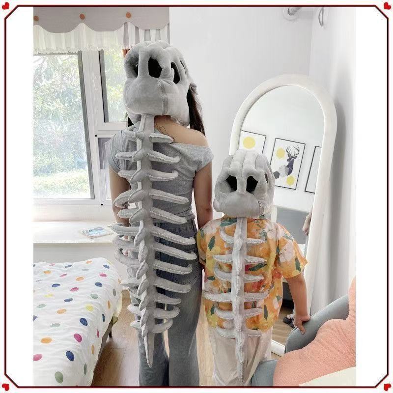 鹿晗同款恐龙骨架头套搞怪装扮毛绒玩具cosplay恐龙外骨骼帽子骨|undefined