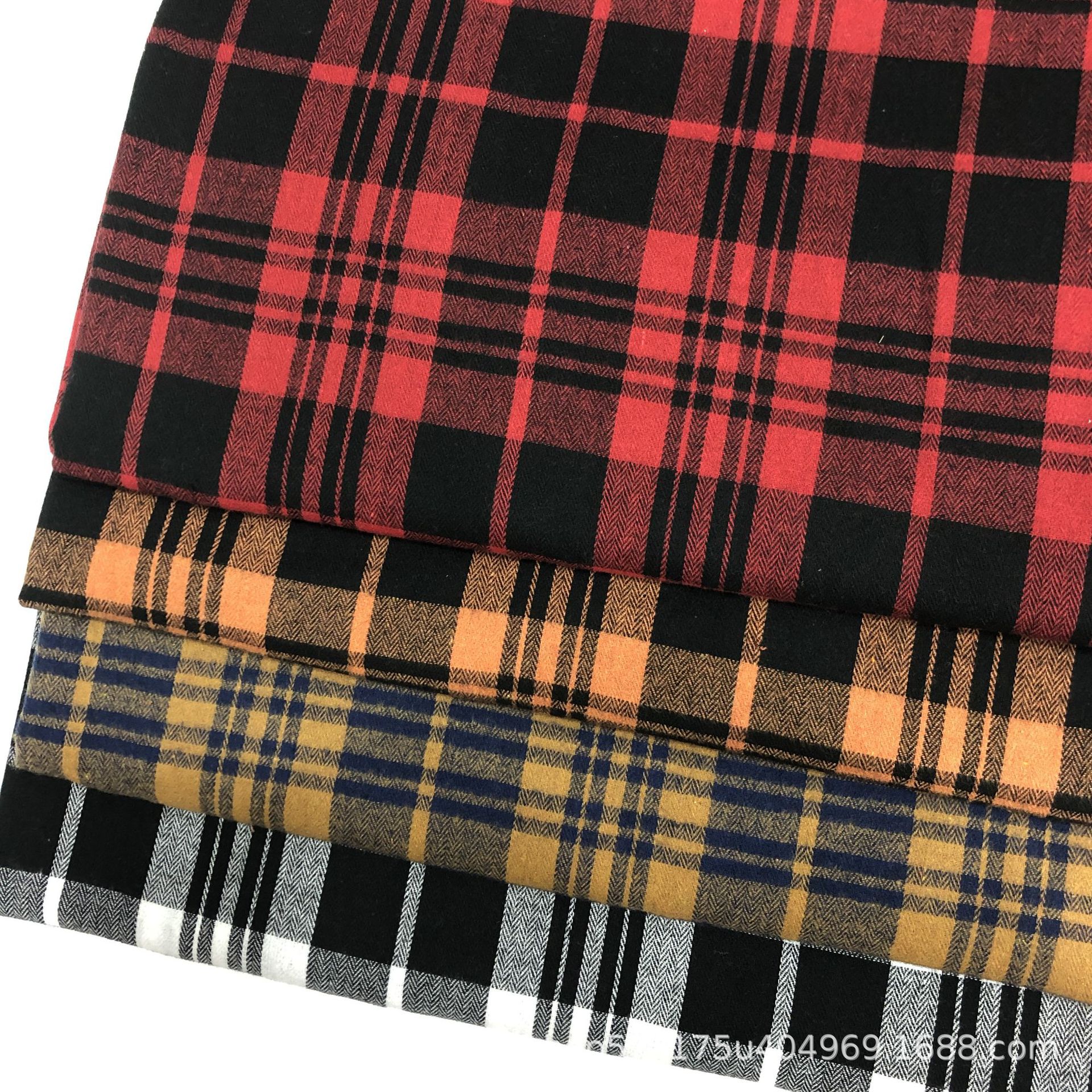 人字斜纹童装衬衫布 裤子 裙子 鞋帽箱包面料 涤棉磨毛色织格子布