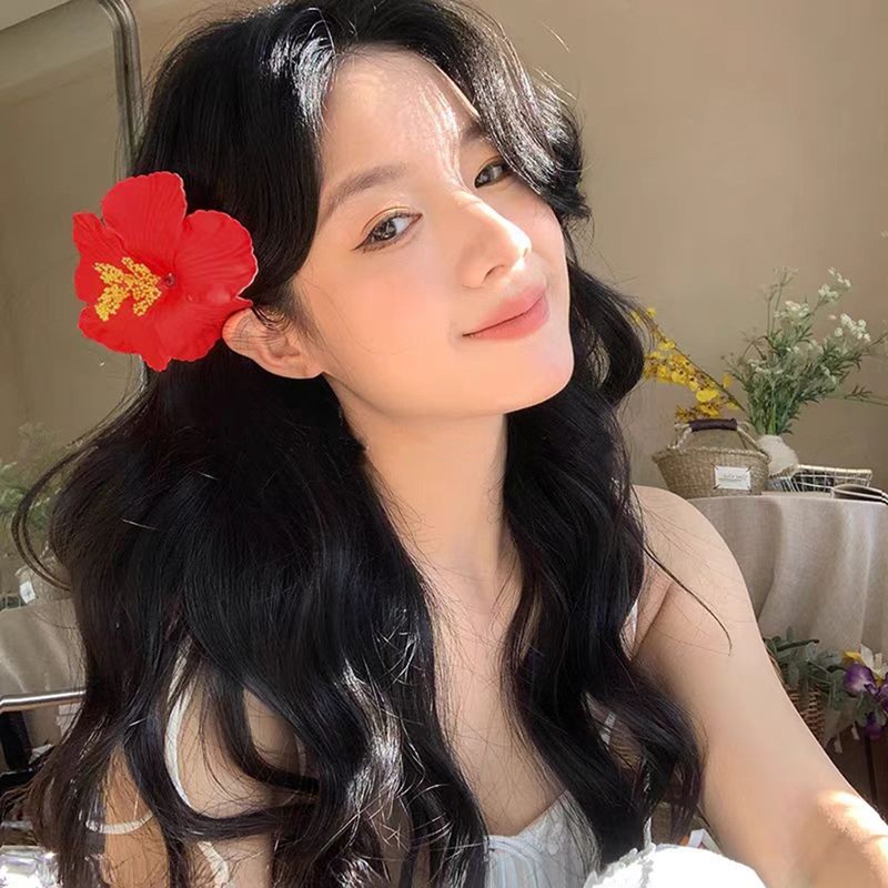 夏の花のヘアピン、サイドクリップ、耳後ろのヘアピン、女性用新作ヘアアクセサリー、造花ヘアアクセサリー、海辺のヘアアクセサリー|undefined