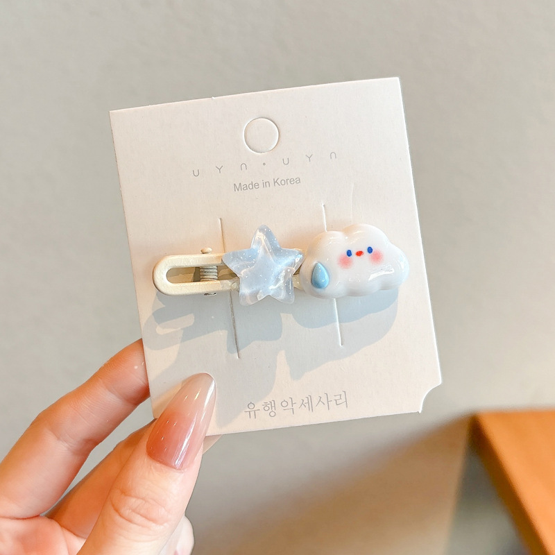 Coreana lateral frange clip de cabello de la frente de mujer sensación avanzada 2025 nuevo toque de dopamina clip de boca de pato