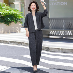 2025春秋妈妈装两件套小香风遮肚子年轻中年女装卫衣套装休闲时尚