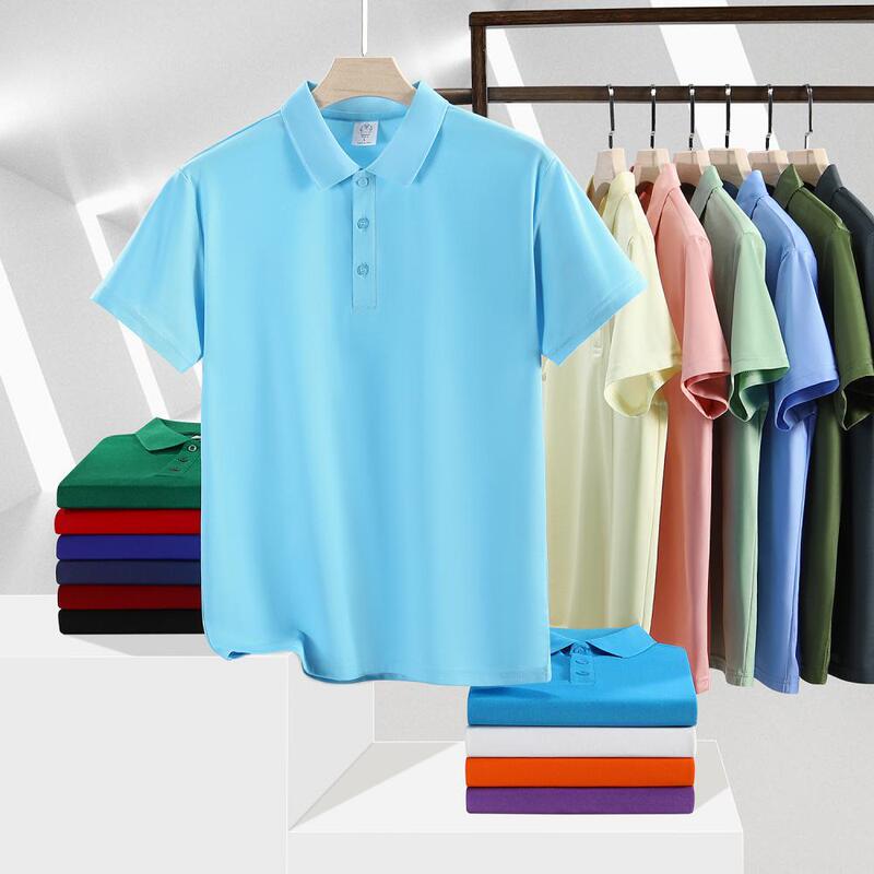 Polo Shirt Summer Pure Color Lapel Men's and Women's Same Style Short-Sleeved Business Casual Breathable Work Clothes 150 G/M² ‌